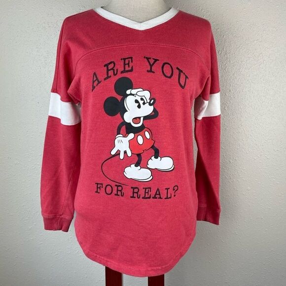 Disney Mickey Mouse Are You For Real Long Sleeve V-Neck T-Shirt Size 3-5 EUC - Picture 1 of 5